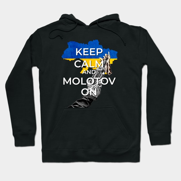 Keep Calm and Molotov On - Ukrainian Flag and Coat Of Arms - 3 Hoodie by warishellstore